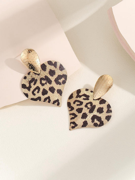 Lina Love Fearless Woman Leopard Heart Earrings