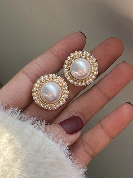 Fabulous Woman Pearl Stud Earrings